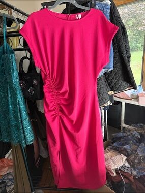 Nordstrom Fuchsia Ruched-Detail Midi Dress